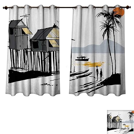 Amazon Com Anzhouqux Coastal Bedroom Thermal Blackout Curtains