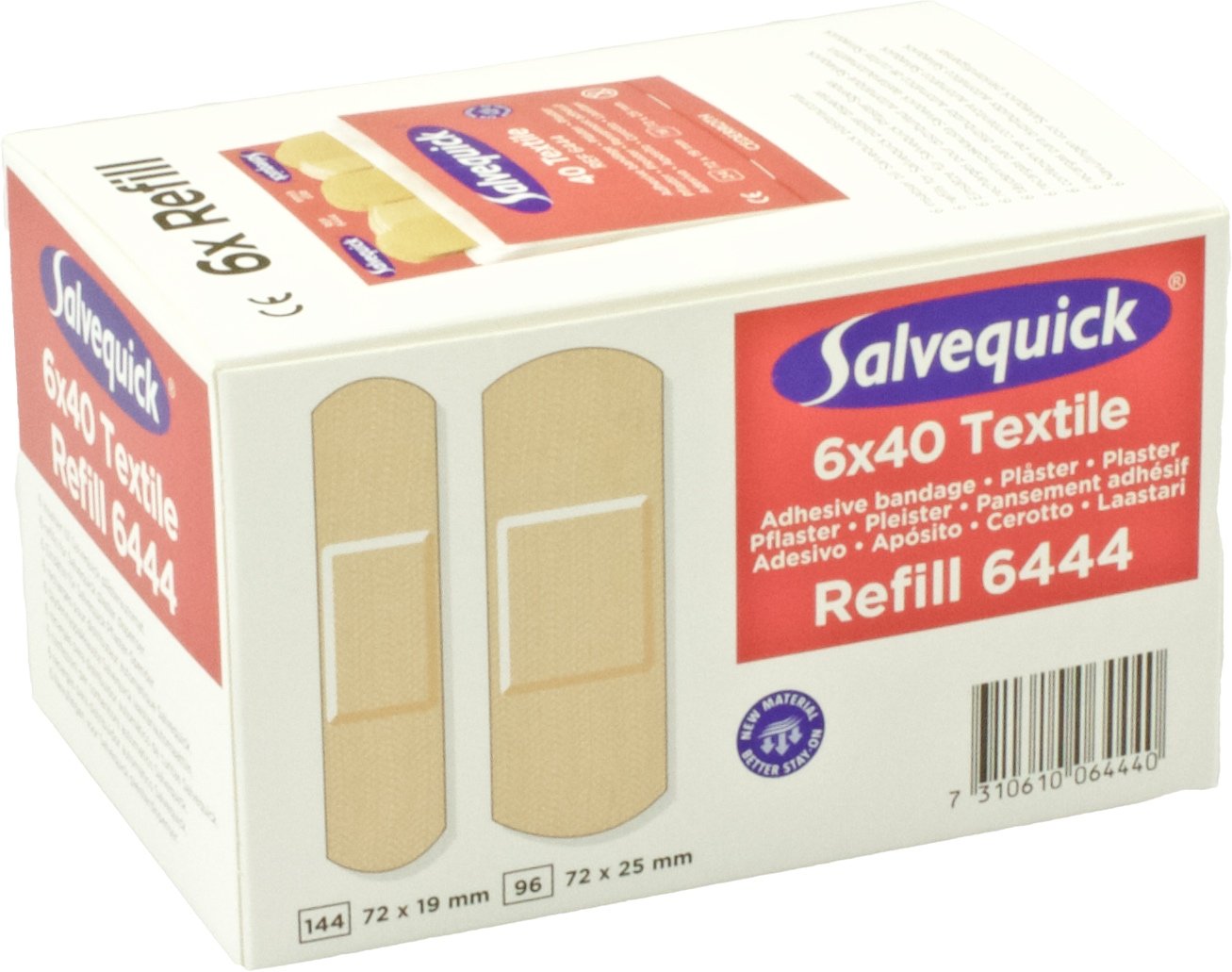 6x Salvequick®-Refill-Einsatz 6444, Schutzverpackung, 40 Pflasterstrips - B00OV6ZFPE | Packung (40 Stück)
