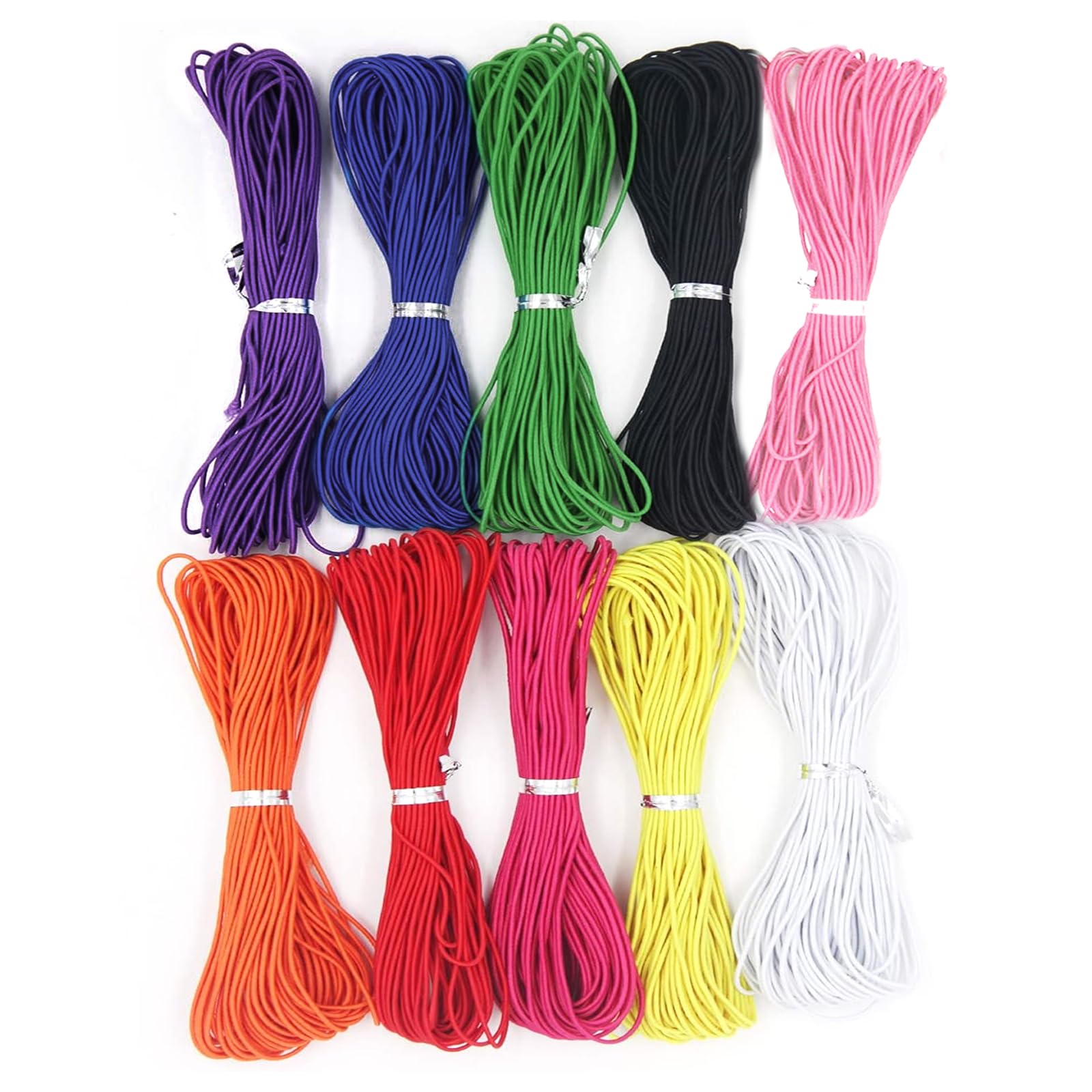 Elastic Cord, Coloured Elastic String Cord 10 Colors Bracelet String Stretchy for Necklace Jewellery Making Crafting (0.8 mm, 100 m)