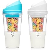 CRUNCHCUP Bundle &amp; Save on Two Portable Cereal Tumblers - No Spoon, No Bowl, It's Cereal on the Go [Blue &amp; White]