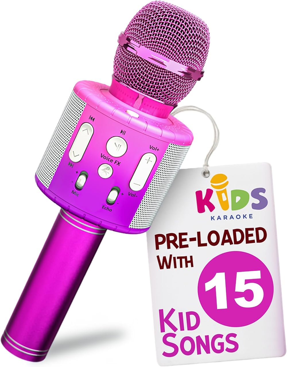Move2Play Kids Karaoke Microphone Bluetooth Pre-Loaded Songs 20 Nursery Rhymes