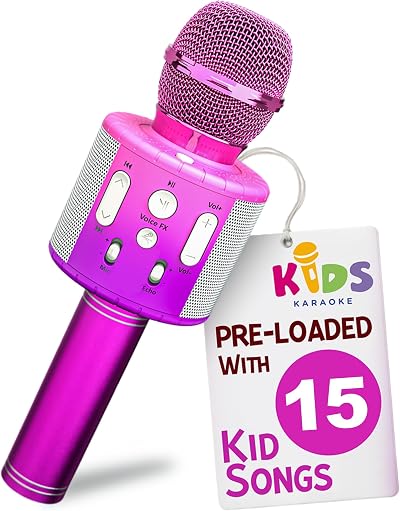 Move2Play Kids Karaoke Microphone Bluetooth Pre-Loaded Songs 20 Nursery Rhymes