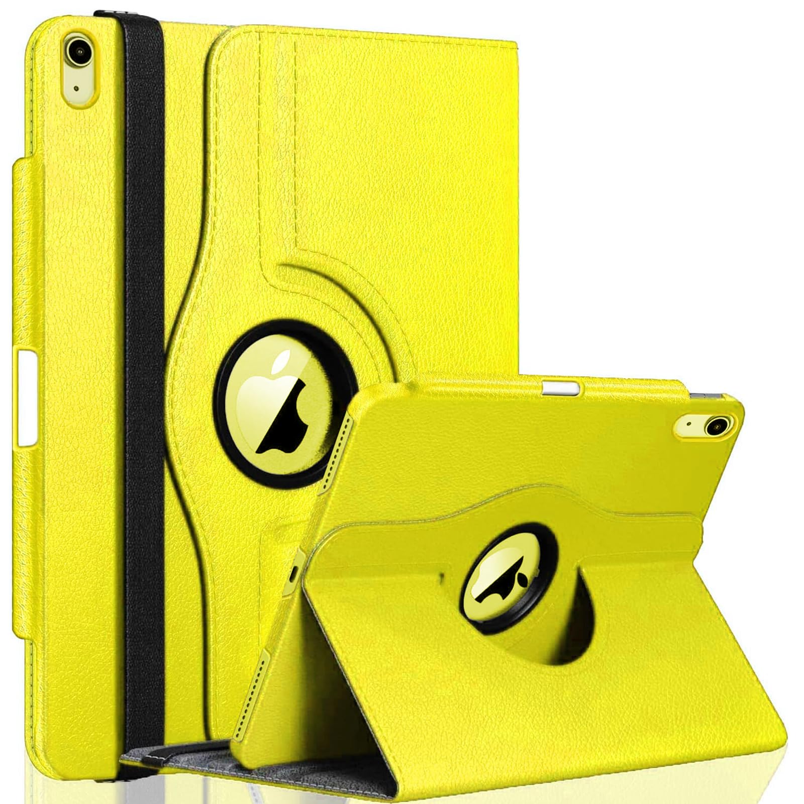 GALTD for iPad A16 Case, 11th Generation 11inch/iPad 10th Generation Case 10.9" (2025-2022) Auto Wake/Sleep Cover with Pencil Holder & Elastic Band, Multi-Angle Stand, 360 Rotating Smart, Yellow