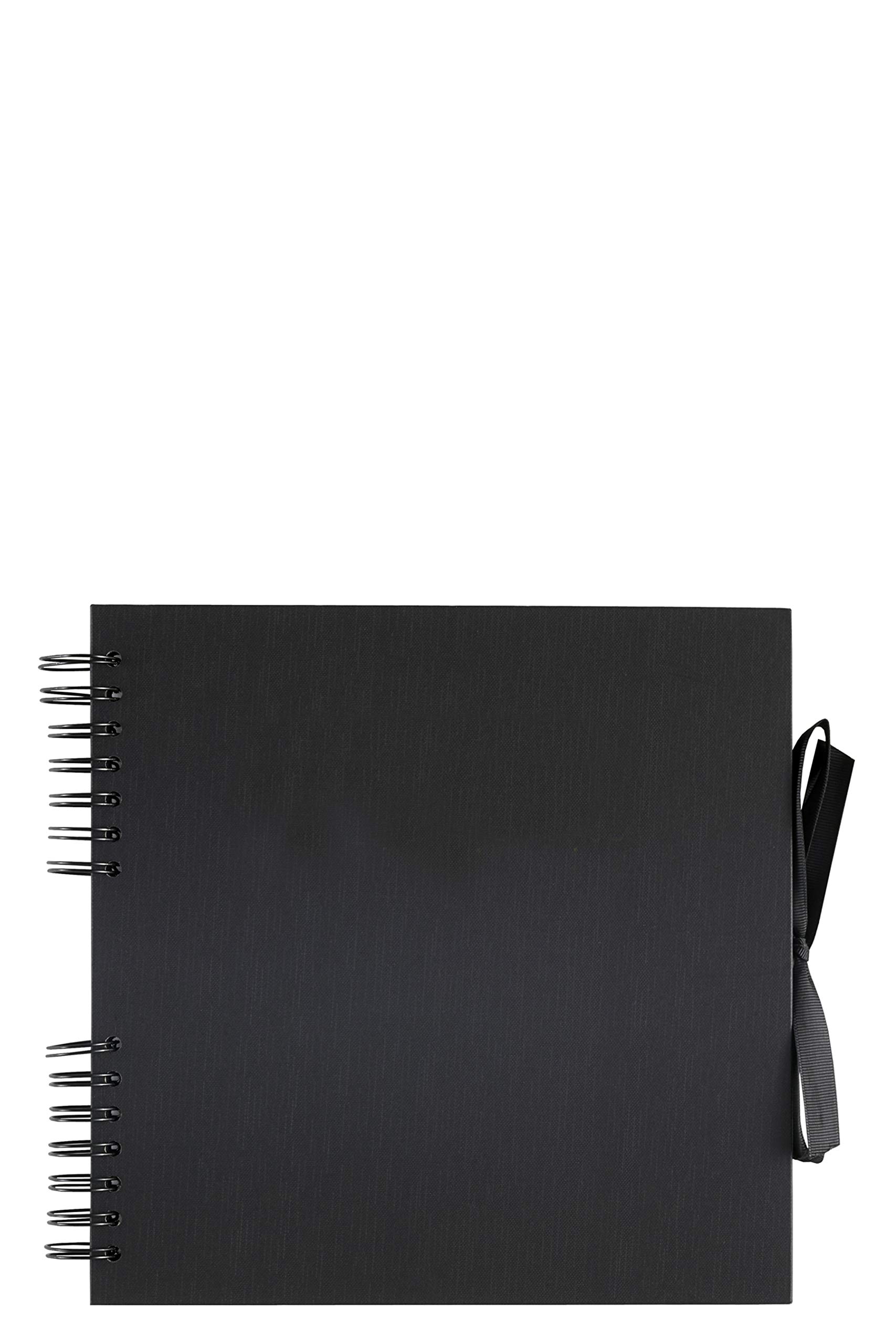 Paperchase Black Kraft Square Scrapbook, Photo Album, Memory Book, Blank Canvas for Your Art, Craft and Design Projects, 50 Black Kraft Sheets (100 Pages)