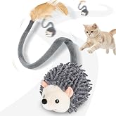 Migipaws Interactive Hedgehog Cat Toy 360&deg; Rolling &amp; Spin with Soft Plush Tail for Indoor Cats Smart Motion Sensor, Realistic Squeak, Rechargeable Plush Kitten Toy (Grey)