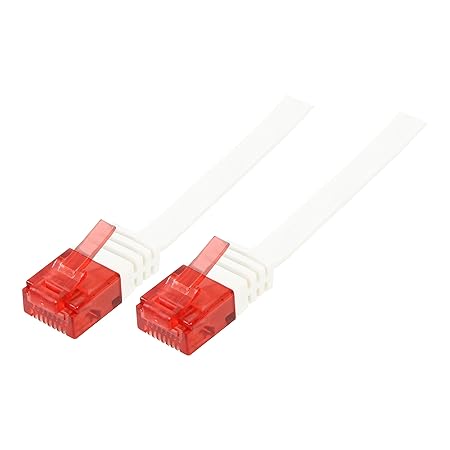 BIGtec 20m flachband Netzwerkkabel Patchkabel Ethernet LAN DSL Patch Gigabit Kabel weiß (2X RJ-45 Anschluß, CAT5) 20 Meter
