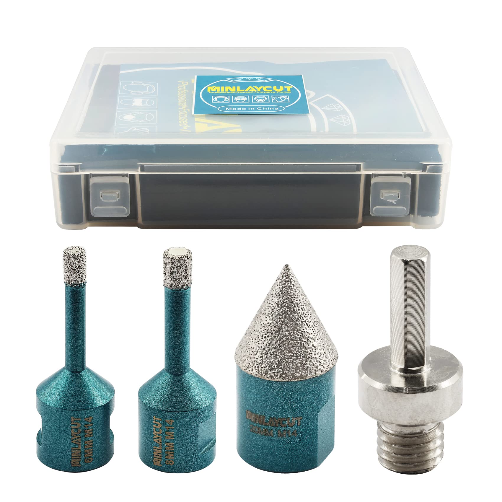 MINLAYCUT Diamond Core Drill Bits Set 6/8mm+20mm+Hex Tile Cone Bit Tile Hole Saw Kit for Porcelain Ceramic Tile Granite Marble