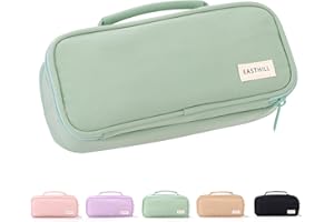 EASTHILL Large Capacity Pencil Case Pen Pouch Organizer Canvas Pencil Bag with Handle School Supplies for Teen Girls-Green