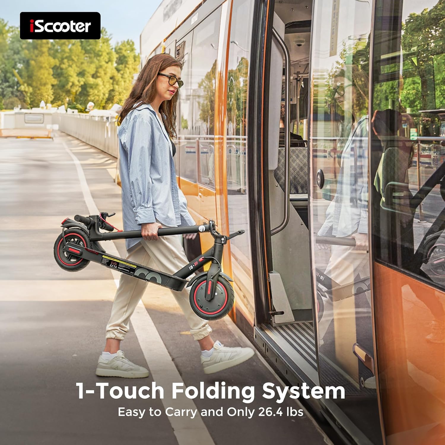 iScooter Electric Scooter for Adults, 23/18/12 Miles Long Range,22/19/18 Mph Top Speed, Commuting Electric Scooter with Cruise Control, Double Braking Systems Escooter for Adults and Teens