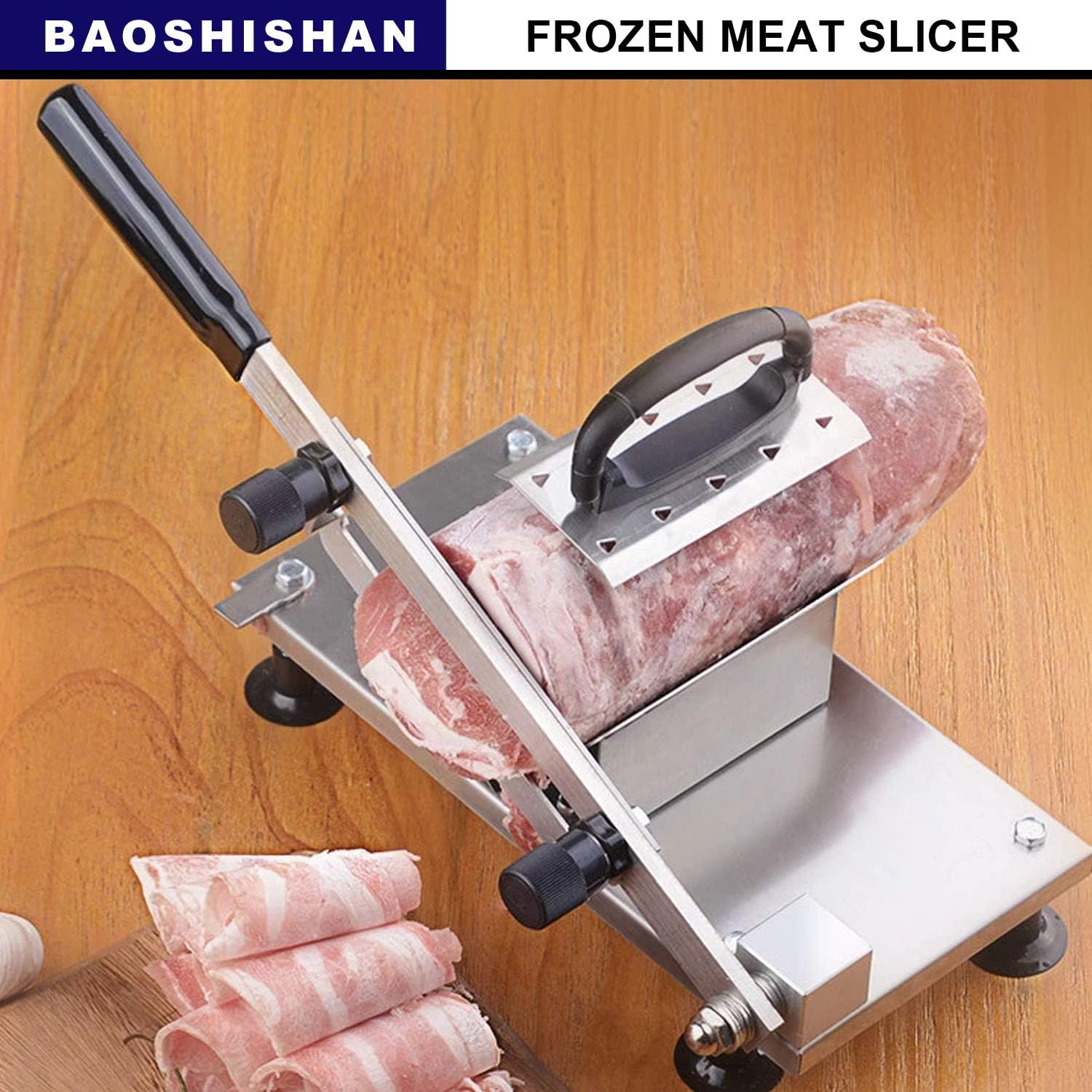 BAOSHISHAN Manual Frozen Meat Slicer Household Slicing Machine for Herb Nougat Bacon Stainless Steel Hot Pot Helper ZB-208B - Image 3