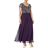 J Kara Womens Long Dress with Flutter Sleeve