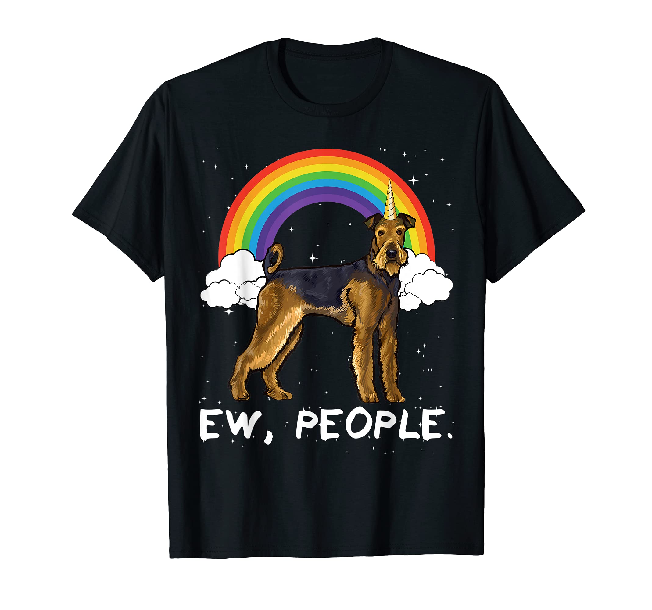 Rainbow Airedale Terrier Ew People Unicorn Dog T-Shirt