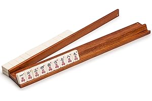 Yellow Mountain Imports Classic Chestnut Color Wooden Mahjong Game Racks with Pushers, 18 Inches - Set of 4 (Includes Magnetically Attached Mahjong Pushers)