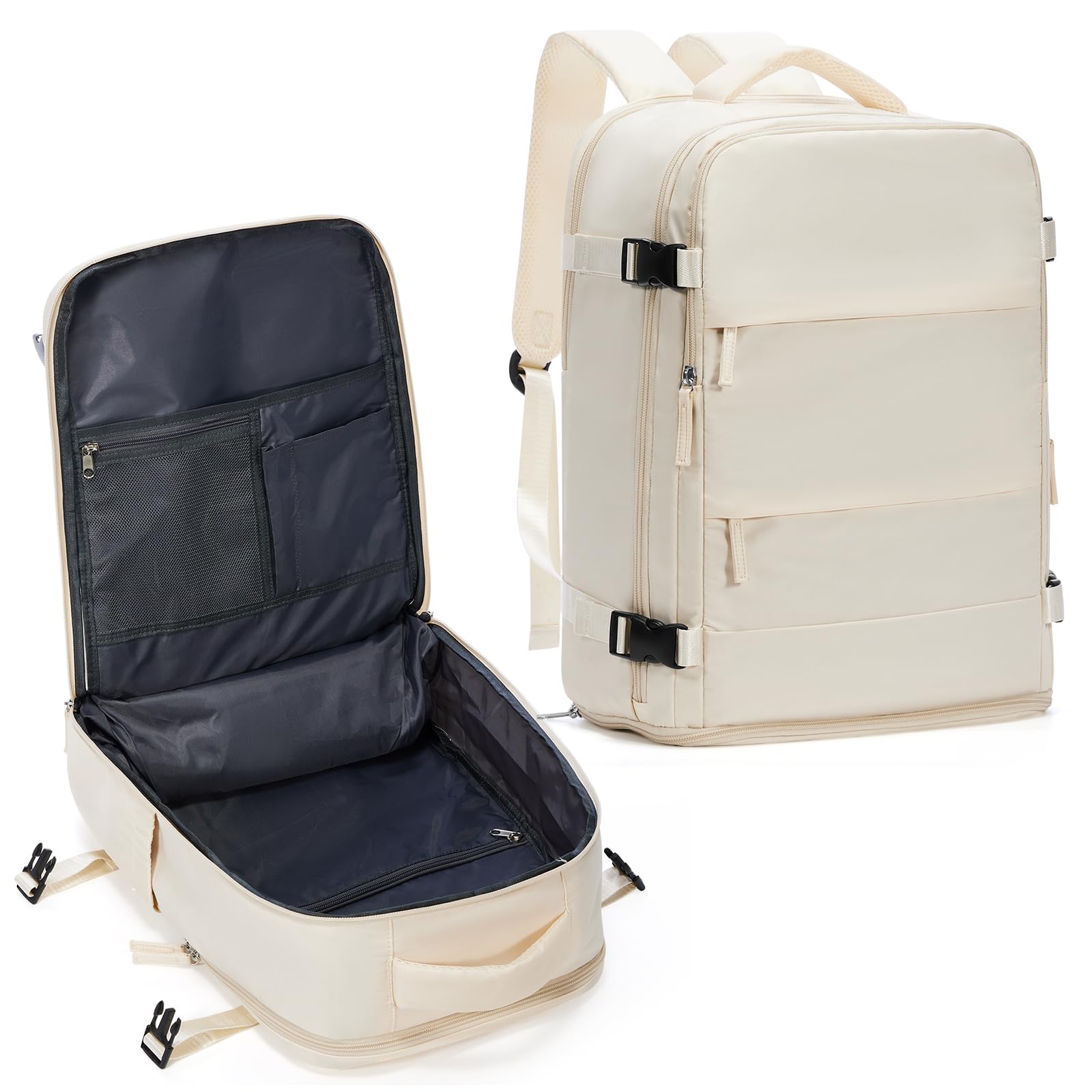 coowoz Travel Backpack For Women Men,Carry On Backpack,Hiking Backpacks Waterproof Outdoor Sports Rucksack Casual Daypack travel essentials（Off White） Image