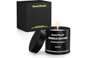 Men Scented Candle | Black Tin Jar Aromatherapy Candle for Men | 1 Pack(8oz) Soy Wax Candles for Home,Office | Saddle Leather