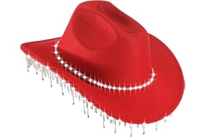 YESCRIBIR Womens Cowboy Rhinestone Hats Disco Cowgirl Hat Nashville Bachelorette Party-Glitter Size:Medium-Large