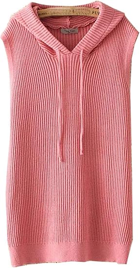 Amazon トナリ レディース ニットベスト ノースリーブ フード付き 袖なしパーカー 無地 学生 秋冬 春秋 ベストコート ニットウェア ファッション ベスト 通販