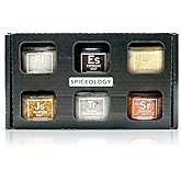 Spiceology - Gourmet Luxe Infused Salt Sampler Gift Set - Set of 6 - Flavors Include: Fleur de Sel, Espresso, Lime, Jalapeno, Black Truffle, Sriracha