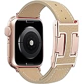 JSGJMY Leather Magnetic Band Compatible with Apple Watch Bands 38mm 40mm 41mm 42mm 44mm 45mm 46mm 49mm for Women Men，Top Grain Leather Designer Replacement Strap for iWatch Ultra SE Series11/10/9/8/7/6/5/4/3/2/1