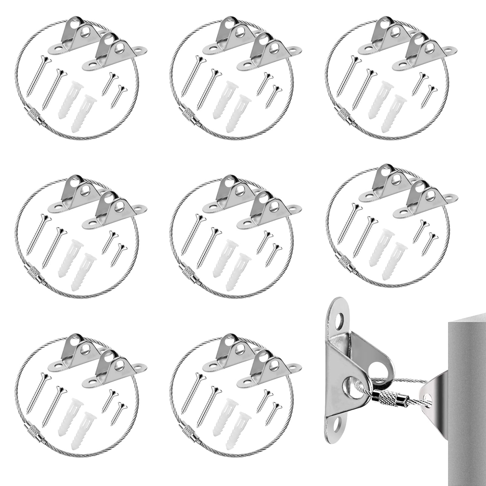 8 Packs Cabinet Safety Straps, Metal Furniture Wall Anchors Kit, Wardrobe Wall Safety Fixings, Anti Tip Furniture Straps, Child Proofing Straps, Baby Safety Kit for Bookshelf Dresser Pet Protecting