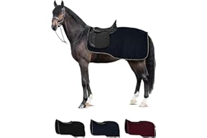 Horze Kiel Riding Blanket with Fleece - Dark Navy - 75 in
