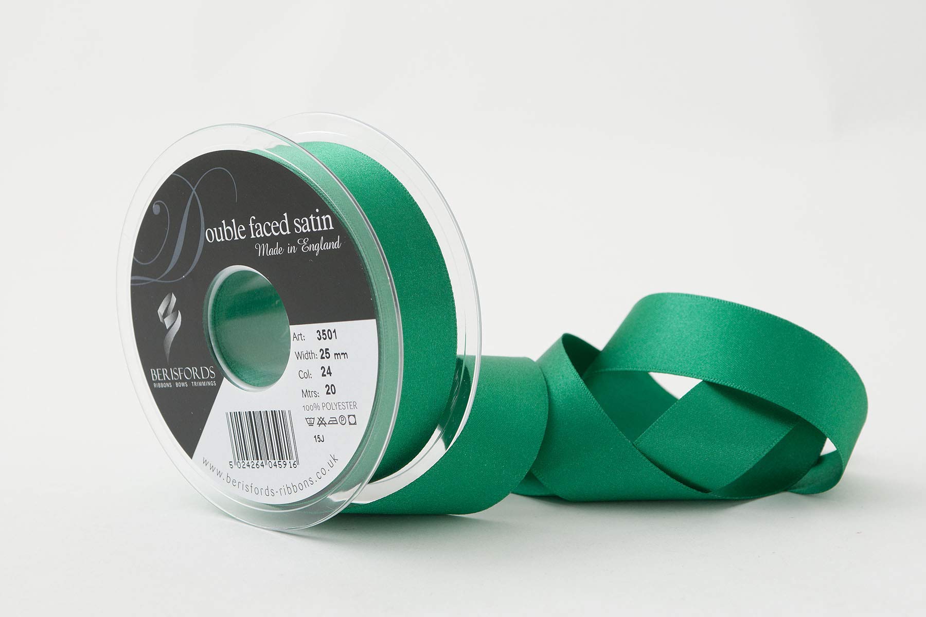 Berisfords Double FACE Poly Satin Ribbon, Bottle, 25 mm — image 1