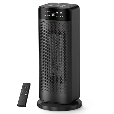 1500W Space Heaters for Indoor Use, PTC Ceramic Electric Heater Fast Heating with Remote, ECO, 59-95°F Digital Thermostat, Child Lock, 24H Timer, Oscillating Portable Electric Heater for Large Room
