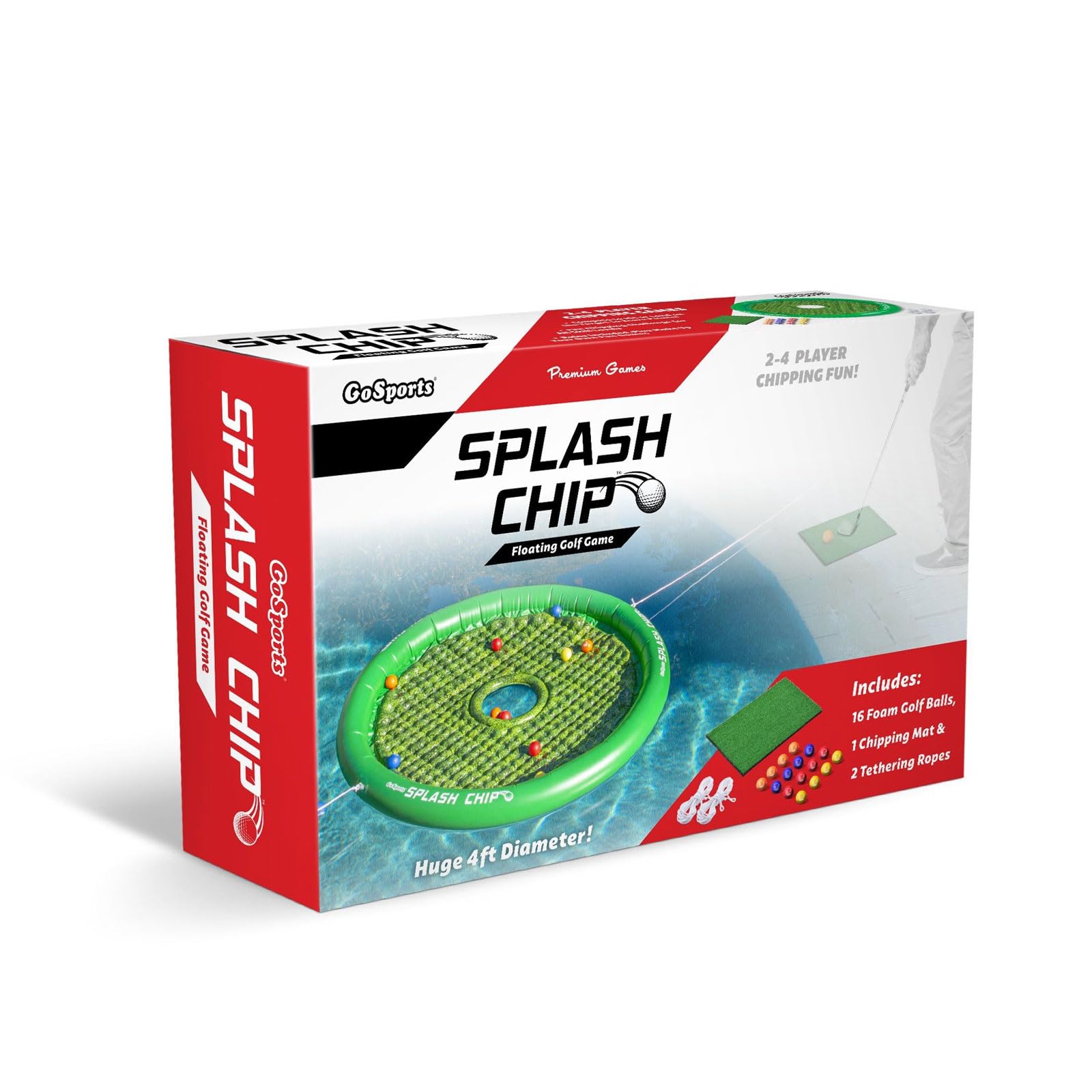 GoSports Unisex Golf-splashchip-01 GoSports Splash Chip Floating Golf Game Includes Chipping Target 16 Foam Golf Balls 1 Chipping M, Green, Chipping Mat and Tethering Ropes UK