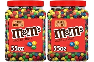 SWEET SAVORA M&M Peanut Butter 55 Oz Ounce Chocolate Candy Bulk Jars (2 Pack)