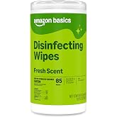 Amazon Basics Disinfecting Wipes, Fresh Scent, Sanitizes/Cleans/Disinfects/Deodorizes, 85 Count, for Hard Nonporous Surfaces