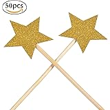 50 Pcs Twinkle Little Star Cupcake Toppers, Gold Twinkle Little Star Cupcake Toppers for Golden Wedding, Weddings, Bridal, Baby Shower