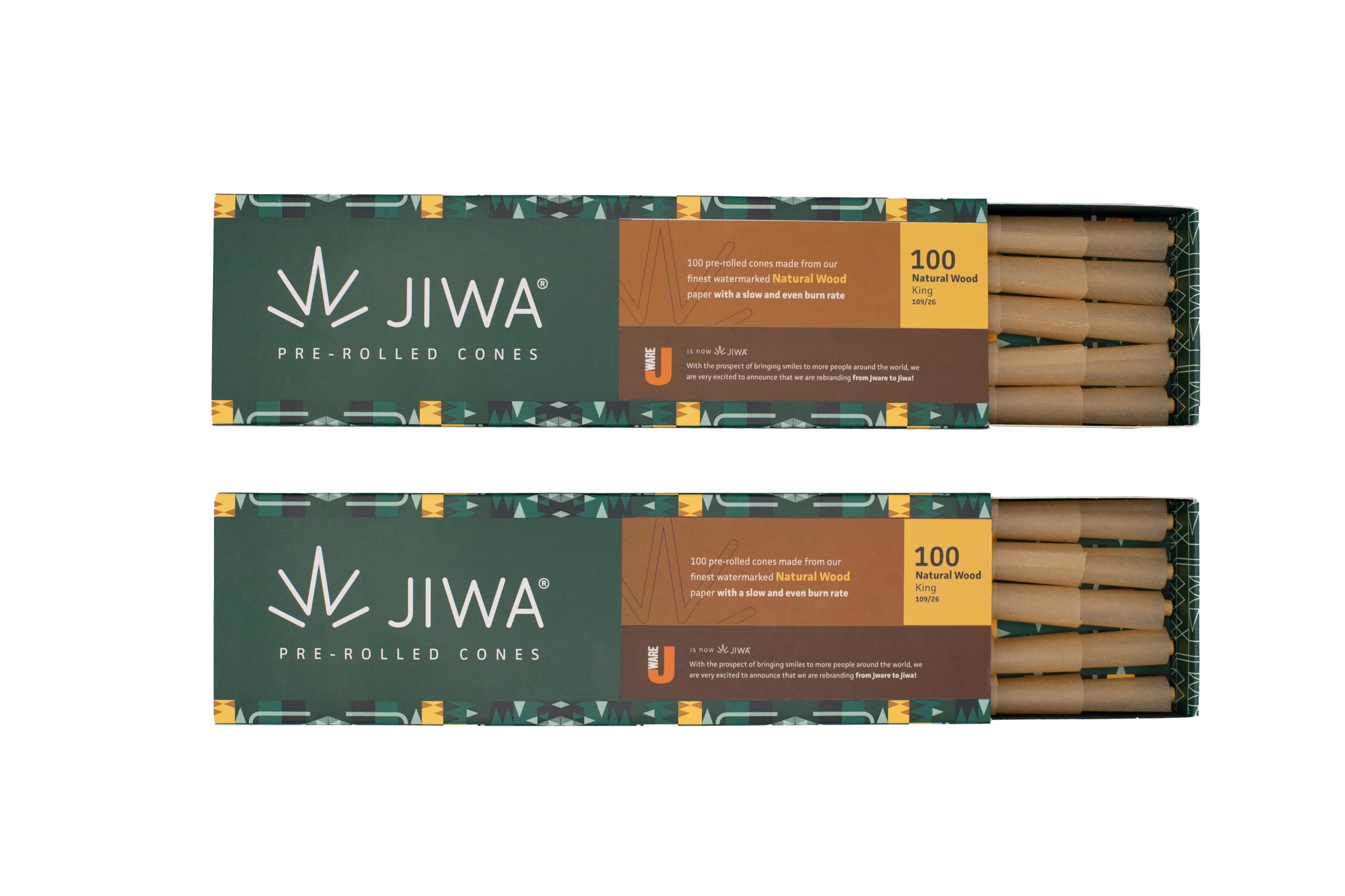 JIWA 200 Natural King Size Pre Rolled Cones - With Handy Filling Tool - 109 mm Long With 26 mm Filter Tip