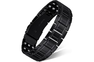 Feraco Magnetic Bracelets for Men, Titanium Steel Bracelets with 3X Ultra Strenth Neodymium Magnets, Adjustable Health Gift (Black)
