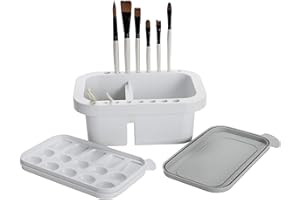 Jerry's Artarama Multi-Purpose Brush Washer and Basin with Palette - Portable, Collapsible, Easy to Clean - Ideal for Acrylic, Watercolor, and Oil Paint - Includes Brush Rest, Water Storage