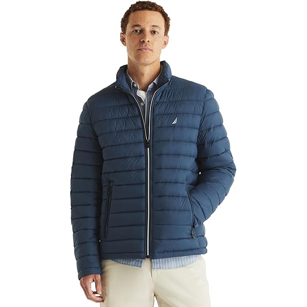 Nautica Men's Quilted Stretch Puffer Jacket, Heather Ink, Large