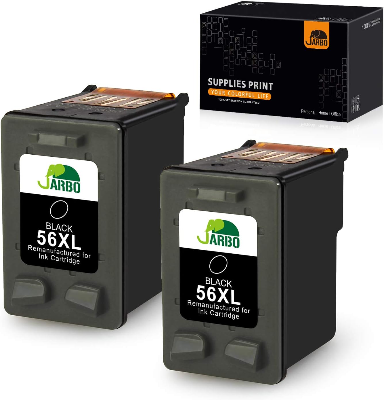 JARBO 56XL Remanufactured HP 56 Ink Cartridges 2 Black for HP Deskjet 9680gp 5150 5550 450CBi 450Ci HP Photosmart 7260 7350 7450xi 7660 7760 7762 7762w HP Officejet 4212 4215 4255 5610