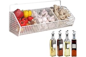 Wall Basket – 36x14x15cm Stainless Steel, Multipurpose Storage Rack, 3 Compartments | Perfect For Kitchen Pantry Ginger Garli
