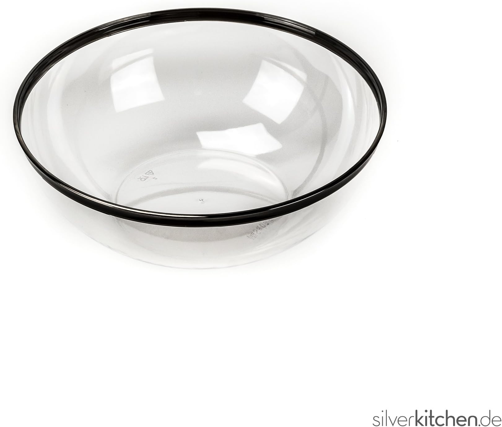 Silverkitchen Salad Bowl Diameter 27 cm high class Plastic Transparent/Silver, 1 item