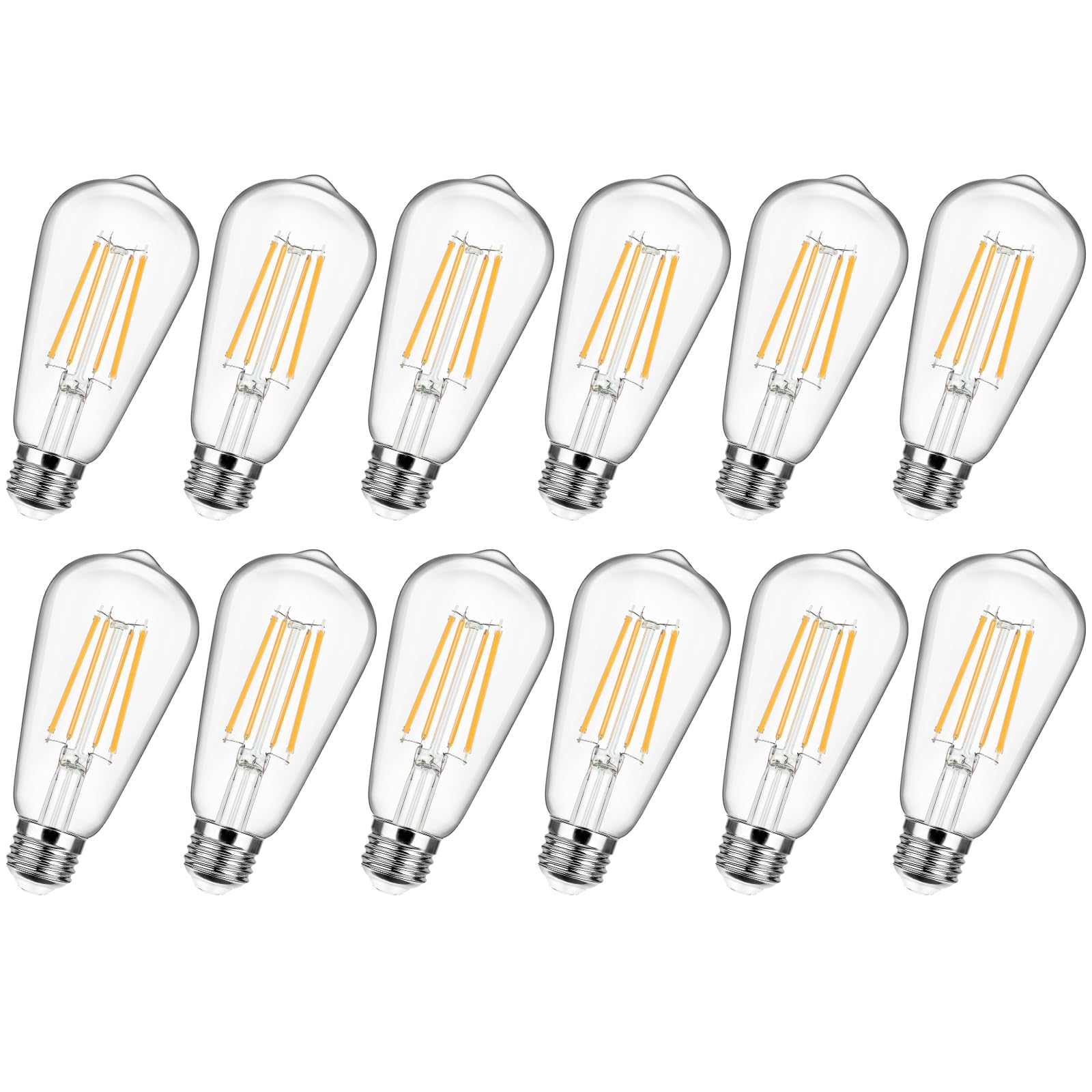Photo 1 of 12-Pack Vintage LED Edison Bulbs 100W Equivalent 1400LM High Brightness 8W ST58 LED Filament Light Bulbs 3000K Warm White E26 Medium Base CRI90+ Antique Clear Glass for Home Dinning Room, Non-dimmable