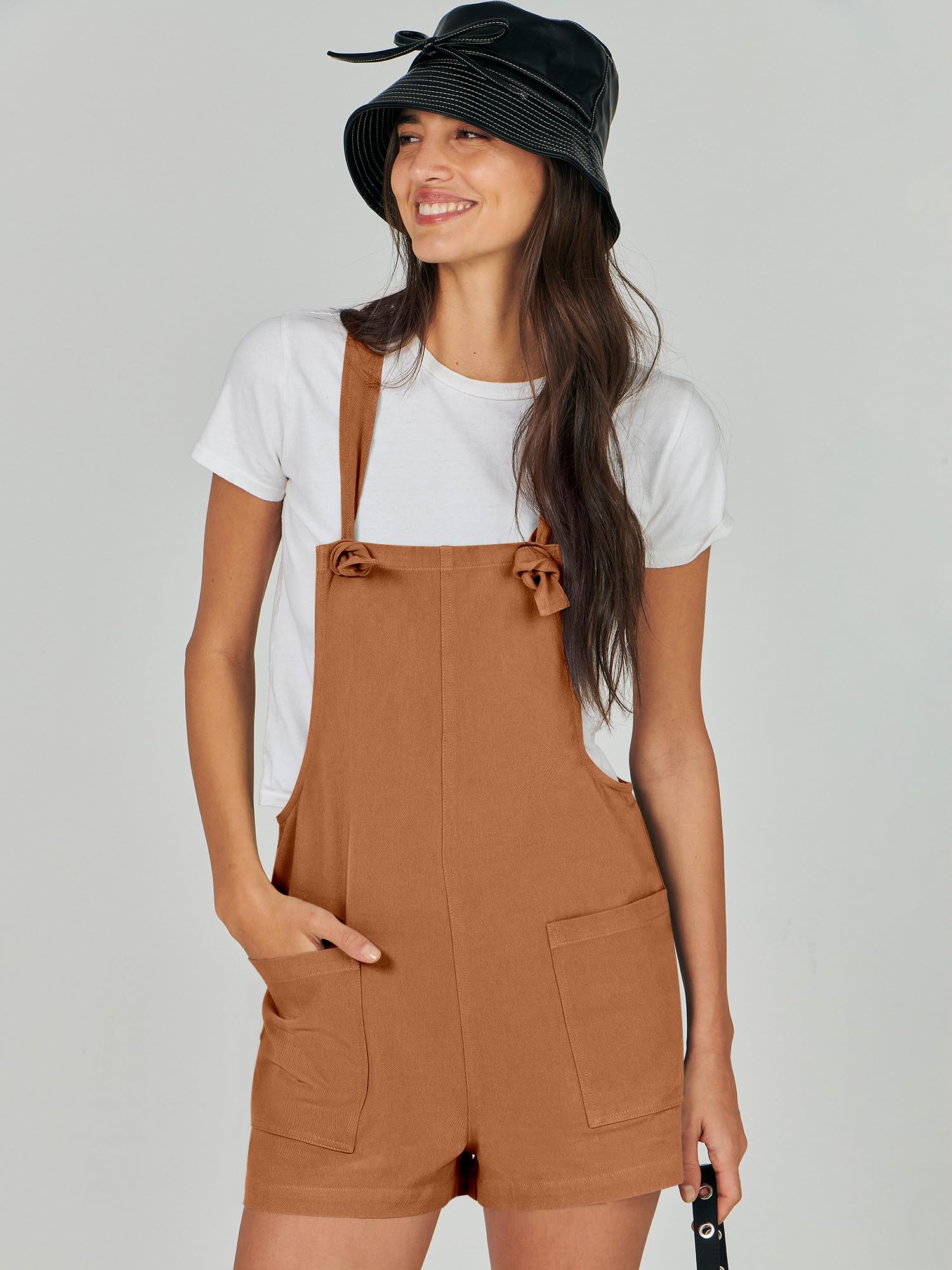 ANRABESS Women's Overalls Summer Casual Sleeveless Adjustable Straps Jumpsuit Bib Shorts Rompers with Pockets Jumper