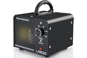 LARICEO 12000mg/h High Capacity Ozone Generator, Home and Commercial Ozone Machine Odor Removal, Ideal for Car, Home, Smoke, Pet, etc (Black)