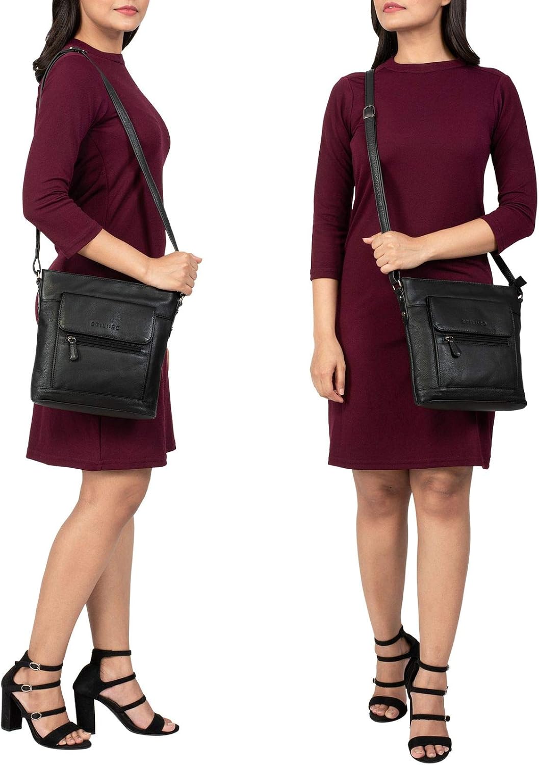 STILORD "Paula" Saddle Bag Women Leather Vintage Shoulder Bag for Ladies Evening Handbag Elegant Crossbody Bags in Genuine Leather Colour:Black - Image 3