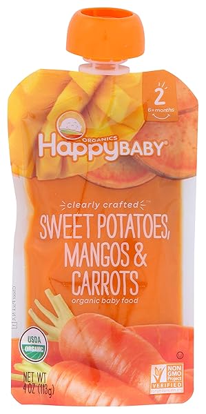 HAPPY BABY, BABY FOOD SWEET POTATO MANGO CARROT ORGANIC, 4 OUNCE
