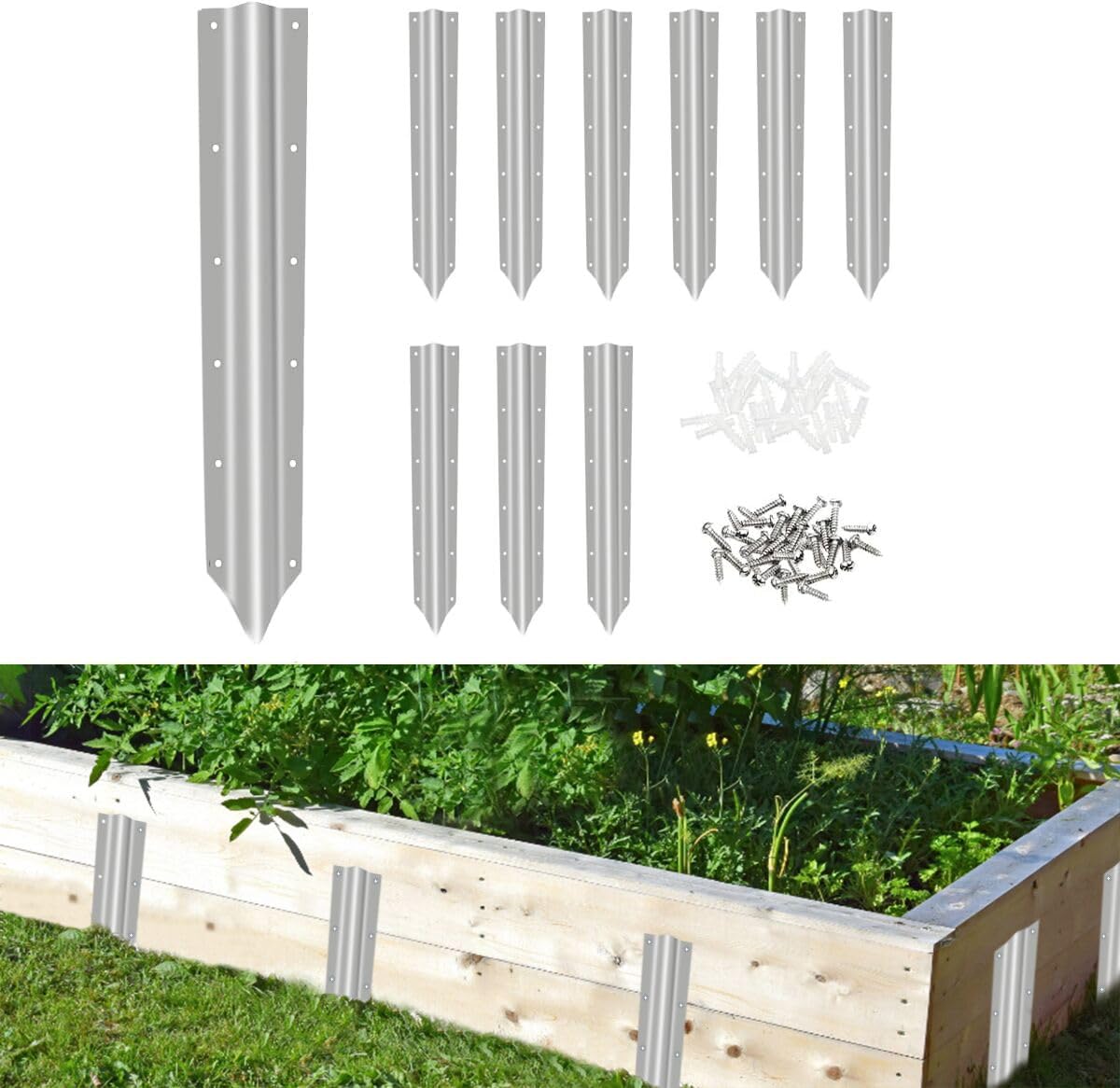 10 pack Sleepers Brackets, Sleeper Stakes for Driveway Heavy Duty, Galvanised Steel Railway Sleeper Bracket, Garden Stake for Edging Edge Timber Planter Beds