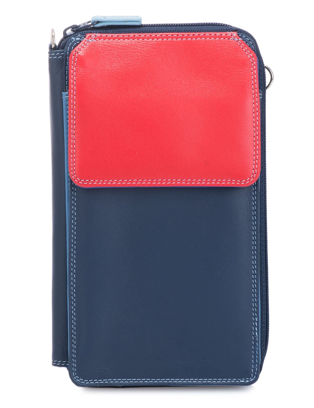 mywalit Leather Women's Wallet Zip Round Multi Purse with Shoulder Strap -1220-127 Royal