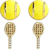 4 Pcs Sports Stud Earrings for Women, Sparkling Alloy Rhinestone Sport Themed Earring Studs Jewelry for GameDay Sports Fans Lover Party