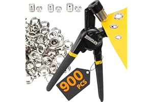 zonglan Heavy Duty Grommet Tool Kit of 1/2" 5/16" and 3/8",Multi Size Handheld Eyelet Tool Plier Rivet Press with 900 pcs Silver Grommets for Tarp Leather Fabric