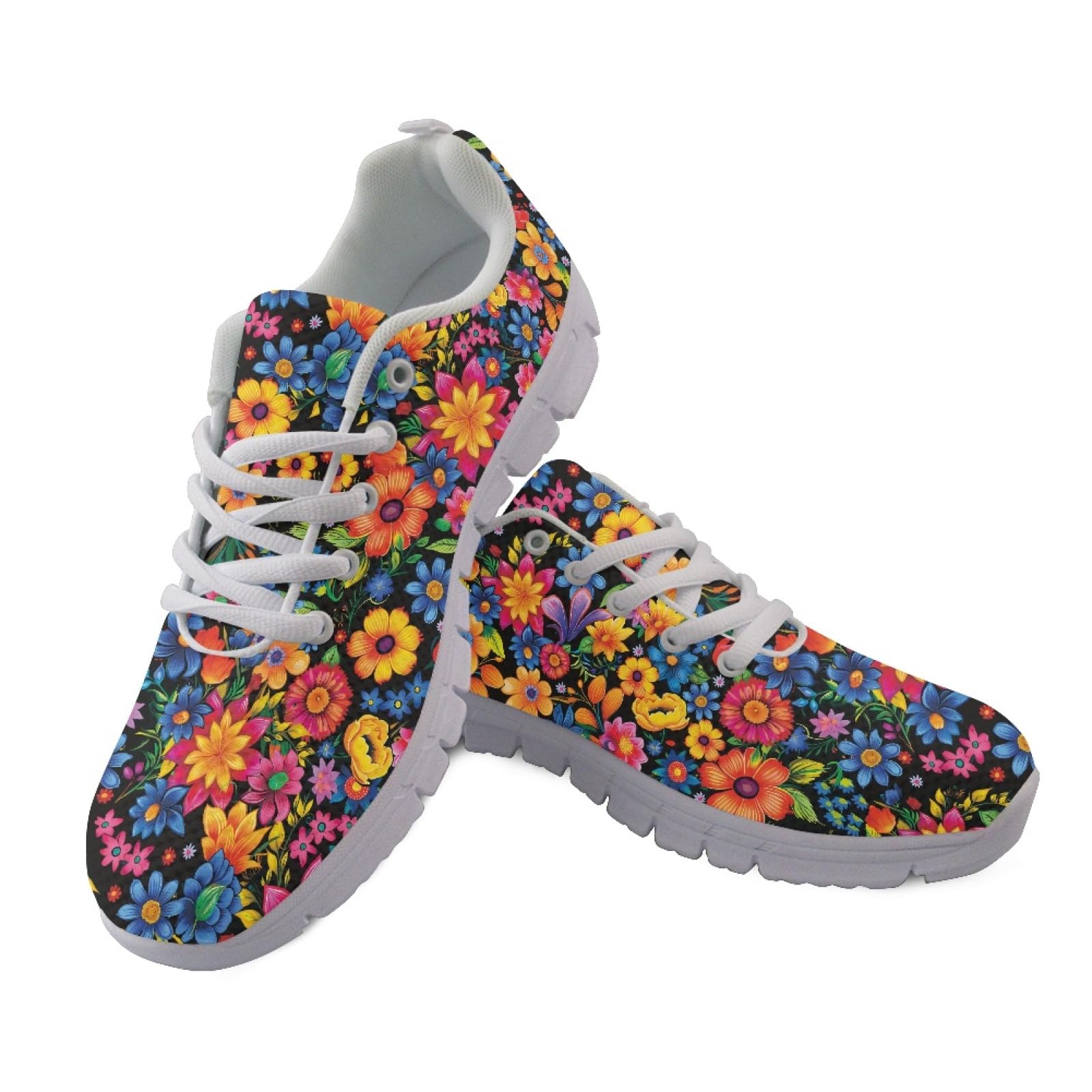 Wanyint Tropical Flower Print Women Tennis Sneakers