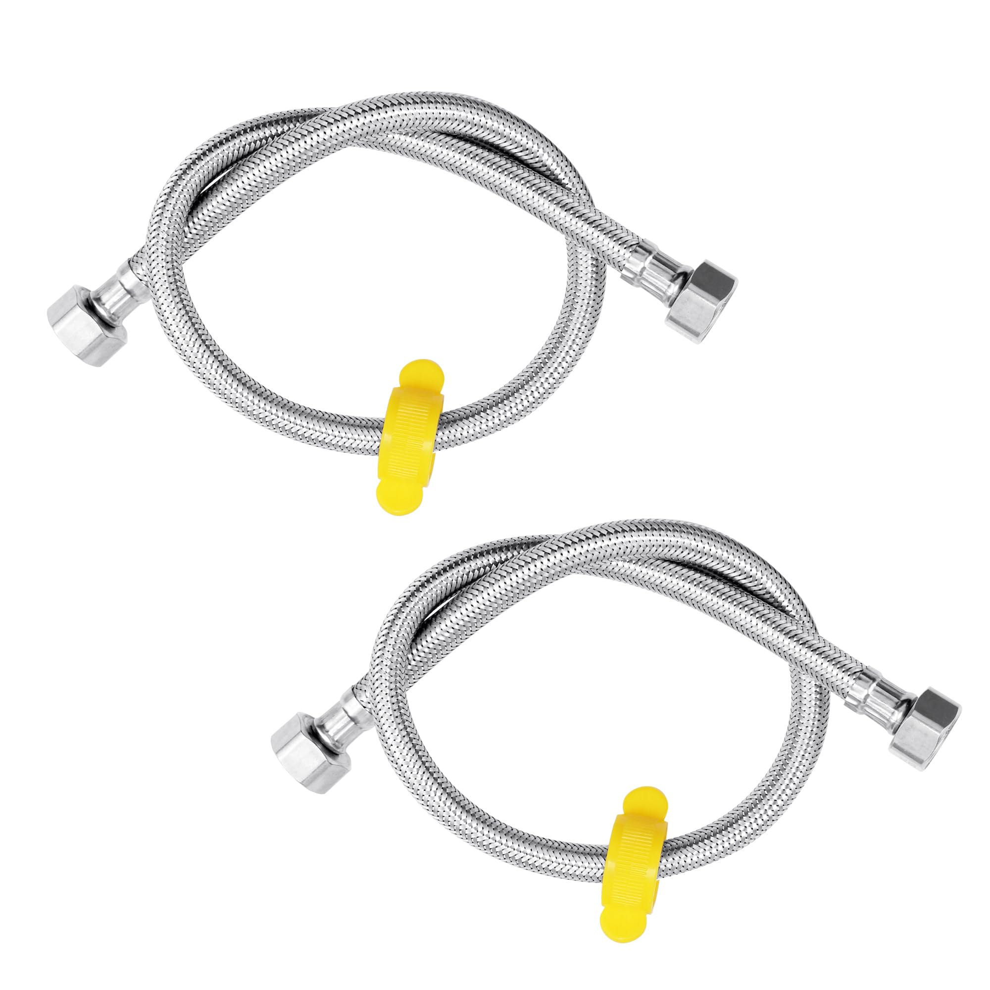 Pack of 2 Flexible Pipes Stainless Steel Braided Hose 1/2" x 1/2" BSP Fitting 60cm Long Flexible Hose Pipes Tail DIY Repalcement for Bathroom/Kitchen/Boiler Toilet