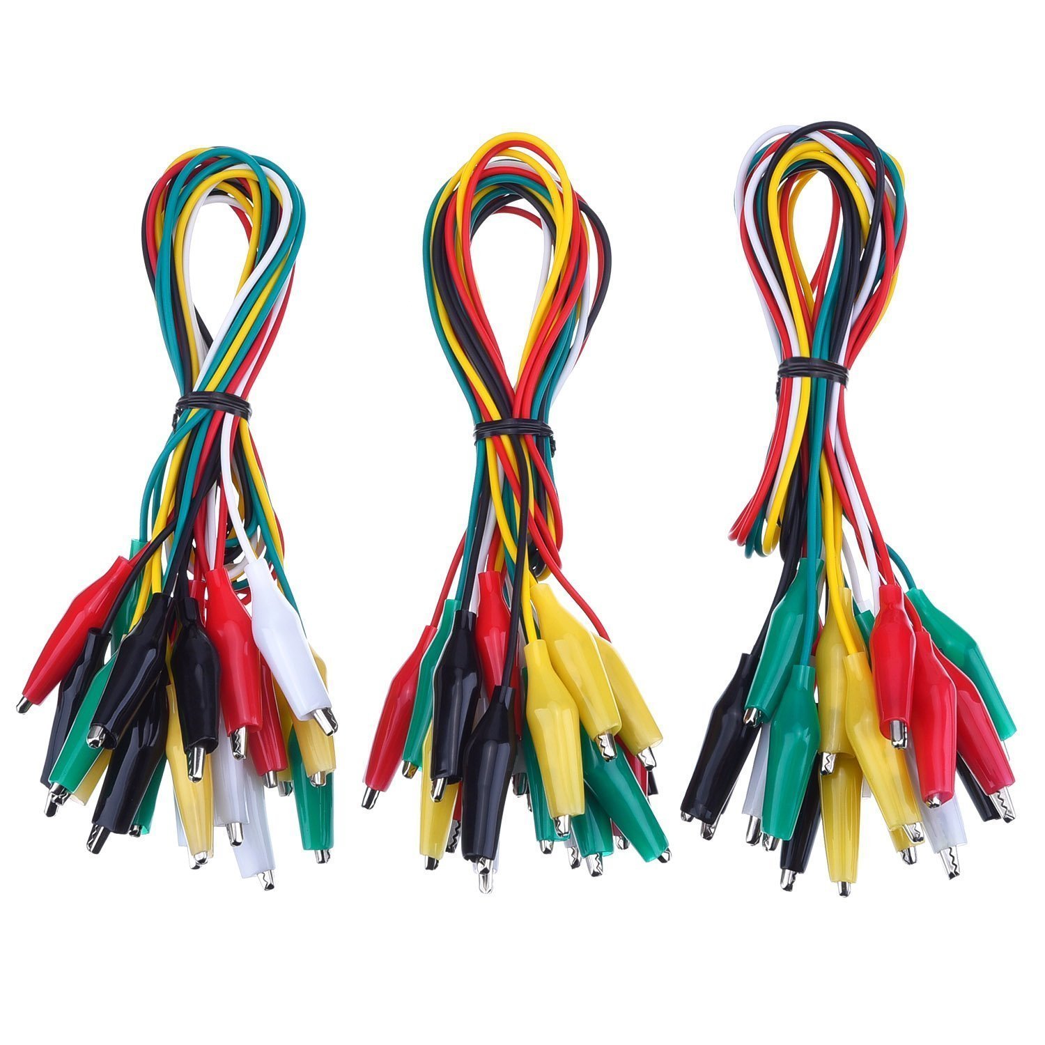 DollaTek 30 Pieces Test Leads with Alligator Clips Set Insulated Test Cable Double-ended Clips, 19.7 Inch